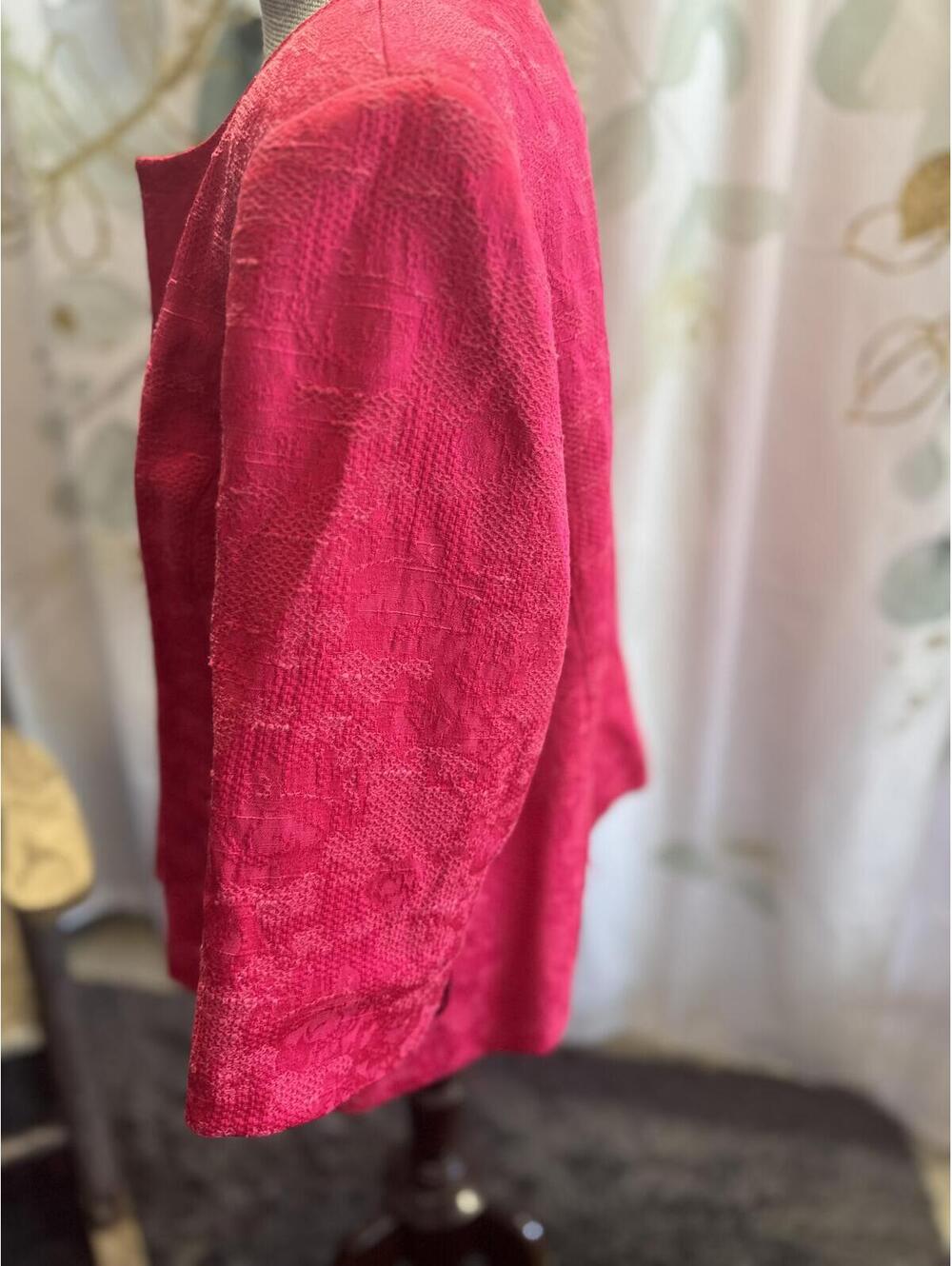 Kim Roger's Women's Textured Pink Red Open Front Blazer Jacket M - Picture 3 of 6